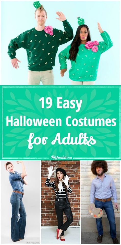 19 DIY adult Halloween costume ideas that are perfect for men and women. So easy and fun! Easy Adult Costumes For Women, Easy Plus Size Halloween Costumes Diy, Work Friendly Halloween Costumes, Simple Adult Halloween Costumes, Costume Ideas Women Diy, Halloween Costumes Diy Women's, Easy Costume Ideas For Women, Fun Diy Costumes, Carnival Costumes Diy