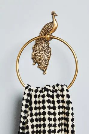 Shipping | Anthropologie Peacock Bathroom, Latest Bathroom, Dog Wine, Towel Stand, Towel Ring, Bathroom Decoration, Towel Rings, Décor Diy, Bathroom Hardware