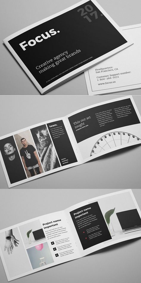 Focus - Creative Agency A5 InDesign Brochure This is clean and simple, modern looking Creative Agency Brochure Template. Simple and clean look with many layout options. If you dont like my colors you can change them very easily. FEATURES InDesign CS4,CS5,CS6 and CC template 12 different pages CMYK – Print ready Guides Bleeds and margins Free elegant font used INCLUDED FILES InDesign CS4 InDesign CS5 InDesign CS6 InDesign CC DIMENSIONS A5 format landscape (210x148mm) 5.8x8.3 inches Brochure Design Layout Creative, Booklet Design Layout, Creative Brochure Design, Elegant Brochures, Booklet Layout, Simple Brochures, Indesign Brochure, Indesign Brochure Templates, Indesign Layout