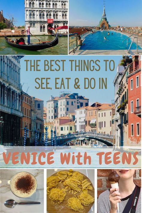 Venice has so much to engage and thrill teenagers, but you need to do a little legwork to find the kid-friendly stuff. Here are the best things to see, eat & do for an unforgettable visit to Venice with teens. Plus, a great hotel, shopping ideas & packing tips! #venice #italy #food #shopping #hotels #thingstodo #teens #families #planning #ideas Venice With Kids, Italy With Teens, Venice Italy Food, Venice Food, European Trip, Robinson Family, Venice Hotels, 50th Bday