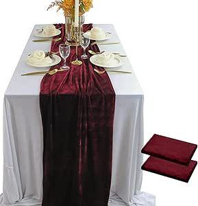 Luxurious Velvet Table Runner, 10ft Wedding Reception Decorations, 20x120inch Soft Velvet Fabric, Table Linen Overlay, Wedding Table Runners (Burgundy, 20X120inch, 2pack) Burgundy Table Runner, Velvet Table Runner, Long Table Wedding, Velvet Table, Fabric Table, Table Runners Wedding, Green Table, Banquet Tables, Party Table Decorations