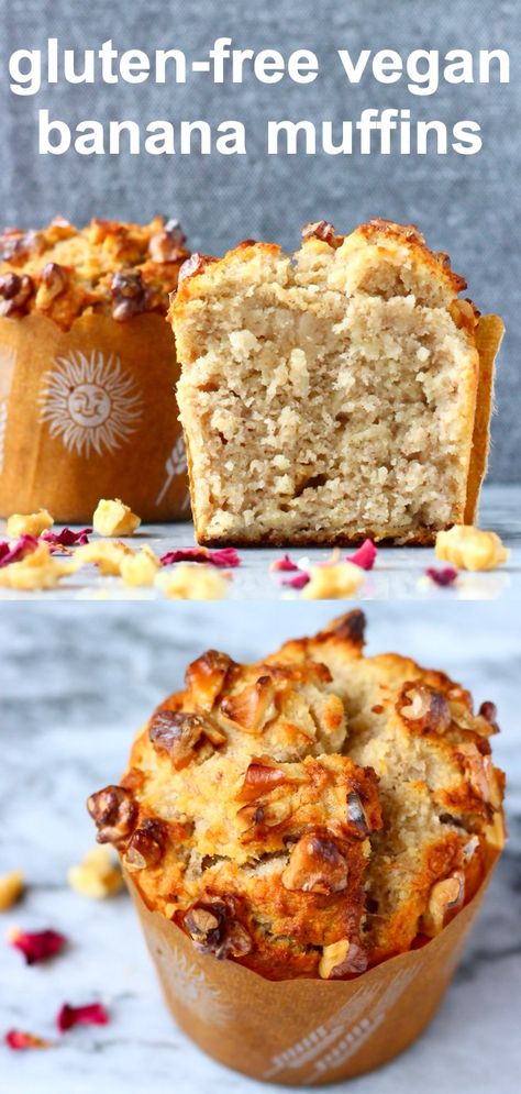 Vegan Banana Muffins, Low Carb Granola, Patisserie Sans Gluten, Dessert Sans Gluten, Vegan Banana, Banana Muffins, Basic Recipes, Egg Free, Vegan Baking