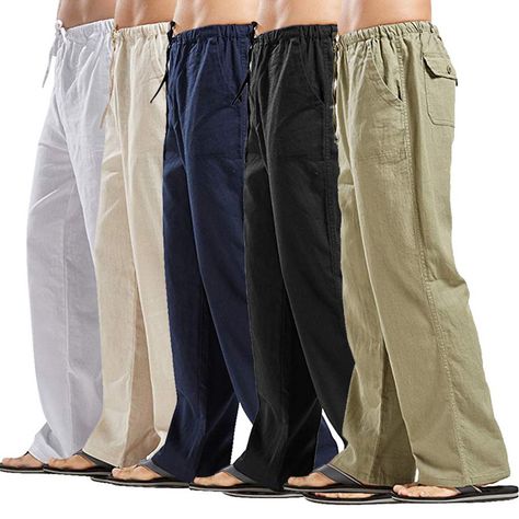 Linen Wide Men Pants New Korean Trousers Oversize Linens Streetwear 2022 Male Spring Summer Pants Linen Trousers For Men, Linen Pants Casual, Jogging Pants Men, Mens Running Pants, Plus Size Streetwear, Mens Linen Pants, Color Pants, Oversized Streetwear, Warm Pants