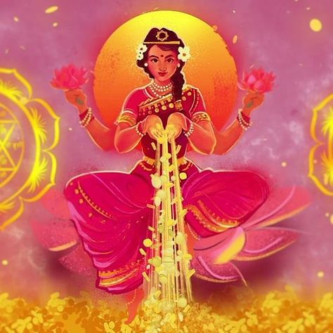 Maha Lakshmi Images, Goddess Lakshmi Painting, Goddess Lakshmi Images, Laxmi Goddess Wallpapers, Goddess Lakshmi Art, Lakshmi Art, Shreem Brzee, Arte Ganesha, Saraswati Goddess