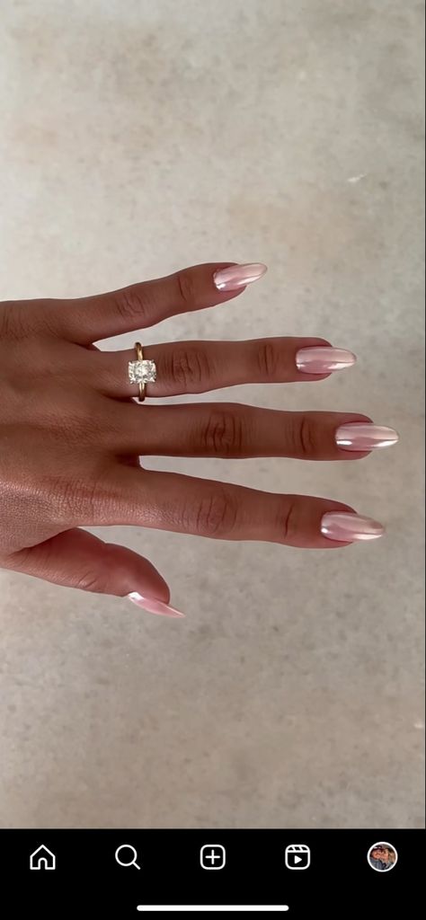 Hoco Nails, Engagement Nails, Pink Chrome Nails, Milky Nails, Formal Nails, Summery Nails, Casual Nails, Pearl Nails, Nagel Inspo