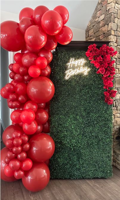 Ruby Red Balloons, 100 pcs Dark Red Balloons for Party Decorations, Birthday Decorations Red And Green Backdrop, Red Rose Party Theme, Red Birthday Party Decorations For Women, All Red Party, Red Birthday Party Decorations, Red And White Backdrop, Red Birthday Backdrop, Red Grad Party, Red Pool Party