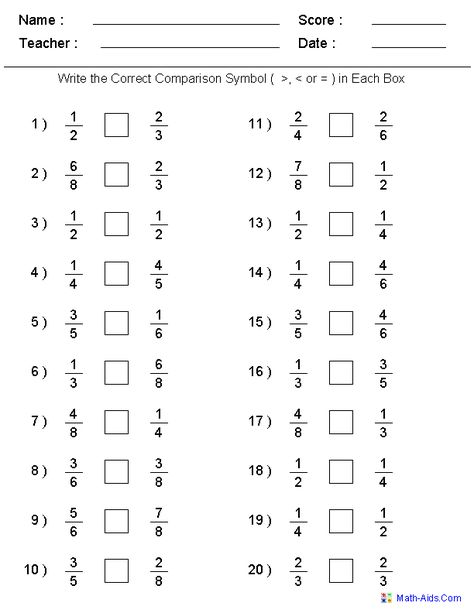 Third Grade Fractions Worksheets, Fractions To Decimals Worksheet, Third Grade Fractions, Math Fractions Worksheets, 3rd Grade Fractions, Decimals Worksheets, Free Printable Math Worksheets, Comparing Fractions, Comparing Numbers