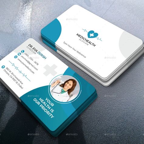 Medical Business Card Template Doctor Visiting Cards Design Creative, Doctor Visiting Card, Nutritionist Logo Design, Vip Card Design, Barber Shop Business Cards, Doctor Business Cards, Pediatric Clinic, Dental Business Cards, Company Card