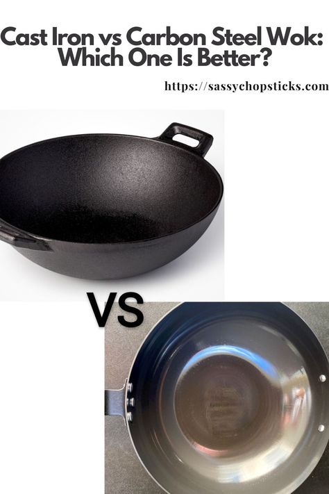 Cast iron vs. carbon steel wok? Both cast iron and carbon steel woks have unique pros and cons and are great additions to a Chinese kitchen. Carbon Steel Wok, Cast Iron Wok, Chinese Kitchen, Ethnic Food, Woks, Chopsticks, Pros And Cons, Yummy Recipes, Carbon Steel