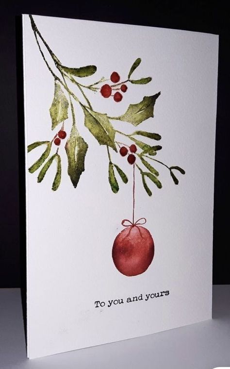 Tre Kunst, Painted Christmas Cards, Christmas Card Art, Homemade Christmas Cards, Watercolor Christmas Cards, Christmas Card Crafts, Paint Cards, Diy Christmas Cards, Christmas Drawing