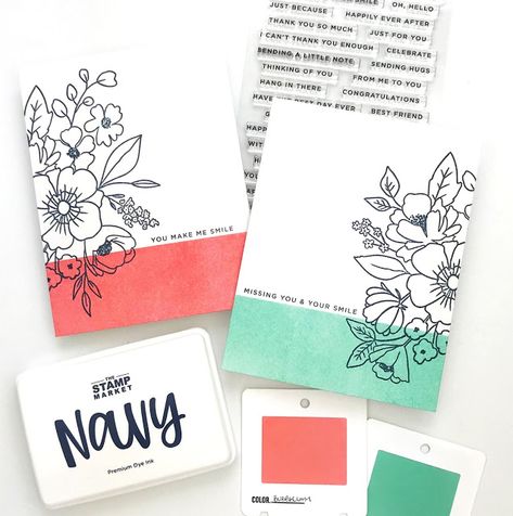 carly tee: how to create an easy handmade card set with the stamp market Hand Stamped Cards Simple, Card Making Stamps, Card Making With Stamps, Boho Cards Handmade, Greeting Card Packaging Ideas, Stamp Cards Ideas, Card Sets Handmade, Modern Card Design, The Stamp Market