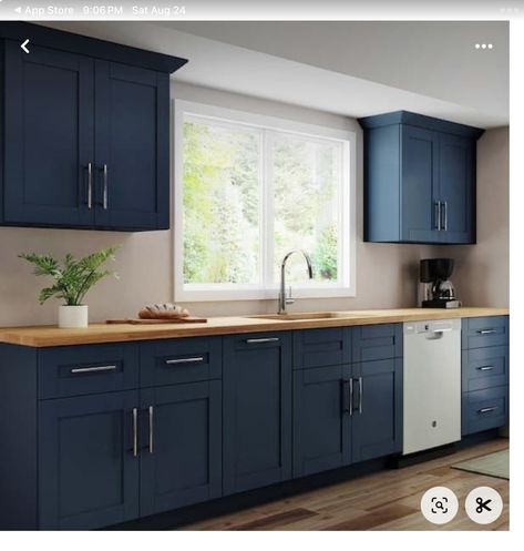 Blue Shaker Kitchen Cabinets, Blue Shaker Kitchen, Kitchen Cabinets Upgrade, Blue Kitchen Walls, Corner Kitchen Cabinet, Kitchen Wall Cabinets, Blue Kitchen Cabinets, Mdf Doors, Shaker Kitchen Cabinets