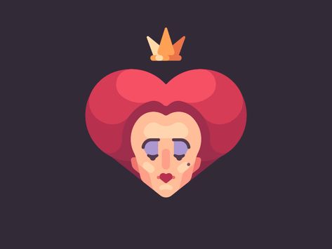 Queen of Hearts by Ivan Dubovik on Dribbble Queen Of Hearts Graphic Design, Queen Of Hearts Drawing, Ivan Dubovik, Queen Illustration, Off With Her Head, Pins Design, Alice And Wonderland Tattoos, Queen Of Hearts Alice, Disney Bound Outfits