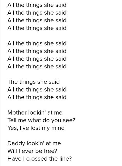 All the things she said- Tatu Tatu All The Things She Said, All The Things She Said Lyrics, All The Things She Said, My Love Lyrics, Another Love, What Do You See, Lose My Mind, Song Quotes, Music Love