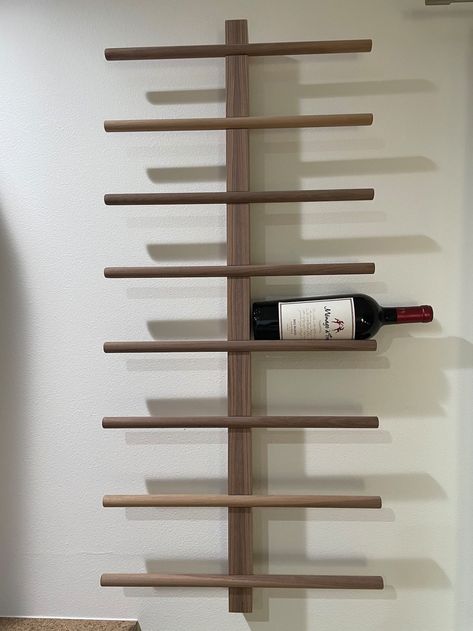 DIY Wall Mounted Wine Rack (Step-by-Step) — The Sorry Girls Wall Mounted Wine Rack Wood, Wine Wall Display, The Sorry Girls, Wood Wine Rack, Wall Mounted Wine Rack, Wood Wine Racks, Wine Bottle Holder, Wine Wall, Bottle Stand