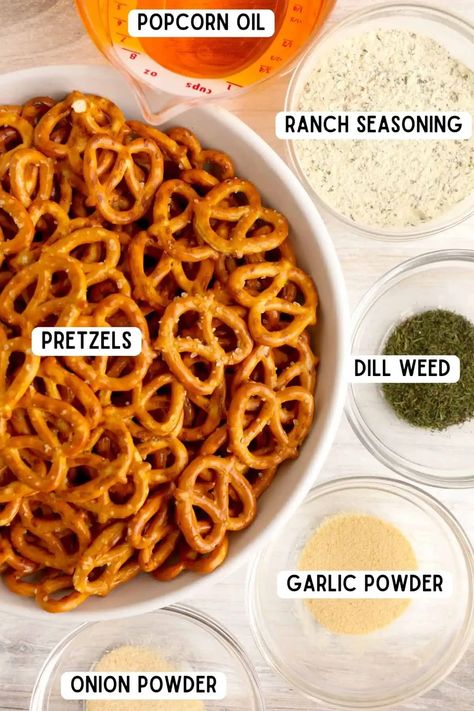 Pretzel Seasoning Recipes, Ranch Seasoned Pretzels, Ranch Pretzels Recipe, Garlic Ranch Pretzels, Pretzel Snack Recipes, Oyster Crackers Recipe, Ranch Pretzels, My Heavenly Recipes, Popcorn Oil