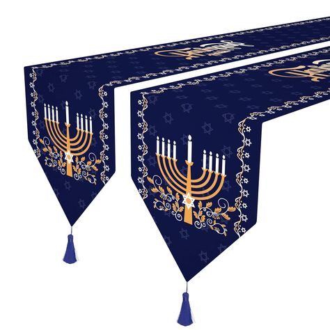 Jewish Decorations, Hanukkah Traditions, Table Scarf, Chanukah Decor, Table Dinner, Hanukkah Decorations, Mardi Gras Decorations, Hanukkah Menorah, Table Skirt