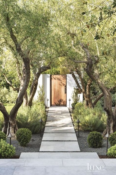 Front Yard Design, Modern Landscape Design, Mediterranean Decor, Mediterranean Garden, Yard Design, Interior Modern, Modern Landscaping, Outdoor Design, Modern Garden