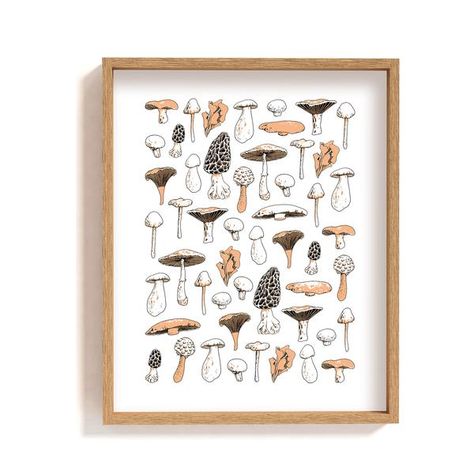 Mushroom Types, Mushrooms Art, Pine Cone Art, Sushi Art, Botanical Wall Decor, Type Illustration, Art Classique, Minimalist Pattern, Framed Botanicals