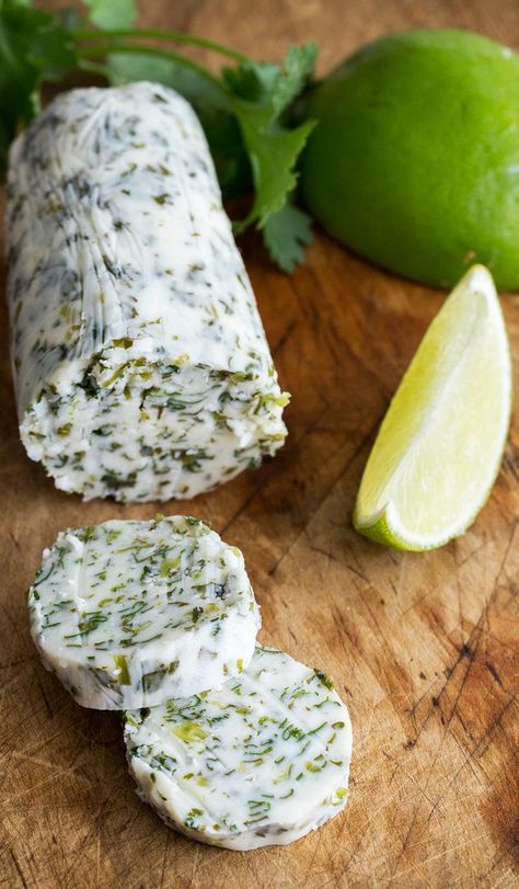 Cilantro Lime Compound Butter Cilantro Lime Butter, Flavored Butter Recipes, Butter Recipes Homemade, Compound Butter Recipe, Lime Butter, Enjoy Your Meal, Flavored Butter, Compound Butter, Homemade Butter