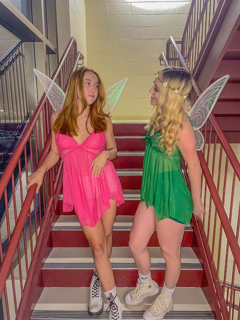 fairy costume for duos or group. Great for college costumes. Disney Princess Duo Costumes, Fairy Duo Costume, Dynamic Duo Costumes, Disney Princess Halloween Costumes, Fairy Halloween Costume, College Costumes, Fairy Halloween, Fairy Tale Costumes, Fairy Halloween Costumes