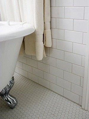 Farmhouse Bathroom Remodel Reveal - Farmhouse on Boone White Hexagon Bathroom Floor, White Hexagon Bathroom, Hexagon Bathroom Floor Tile, Hexagon Bathroom Floor, Hexagon Bathroom Tile, Classic Bathroom Tile, Hexagon Tile Bathroom, Vintage Bathroom Tile, Mosaic Bathroom Tile