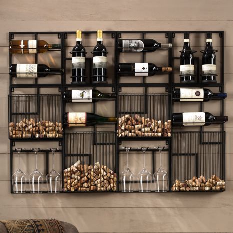 My Shopping Cart Bar Wall Design Home, Wine Shelves Wall, Diy Wine Rack Projects, Wine Storage Wall, Liquor Storage, Mounted Wine Rack, Grape Decor, Wine Rack Design, Stemware Storage