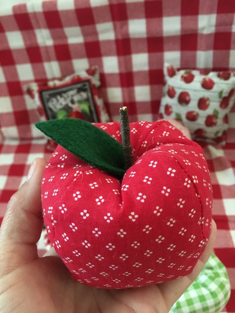 "Cute fabric apples for your tiered tray or bowl or basket. They can also be used as a shelf sitter. Perfect for your fall and farmhouse decor. Buy a few to group together for a centerpiece or to put in a basket. There are 4 prints to choose from in this listing. Each apple is made of fabric and is stuffed with polyfil. Each one has a felt leaf and a stick stem. Each one is approximately 3\" tall by 3.5\" wide not counting the stick stem.. They sit independently. Each apple is handmade by me wit Fabric Apples, Decorative Bowl Filler, Felt Leaf, Apple Craft, Apple Decorations, Graduation Party Favors, Felt Leaves, Cute Fabric, Kitchen Decor Themes