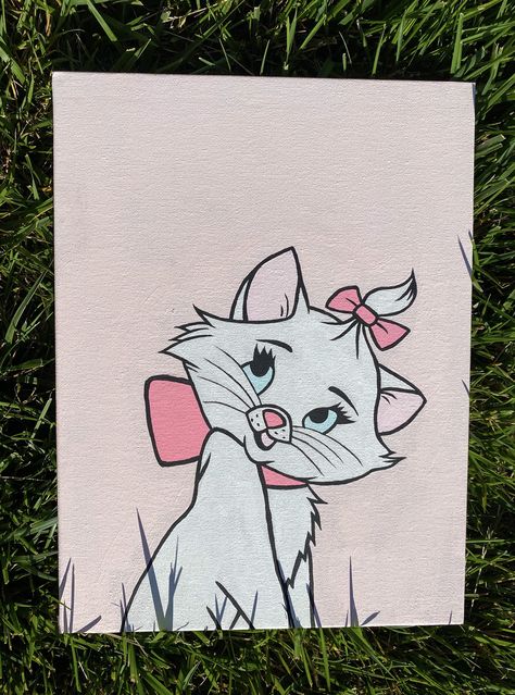 Aristocats Canvas Painting, Disney Simple Paintings, Mickey Mouse Mini Canvas Painting, Cool Painting Designs, Simple Disney Paintings On Canvas, Easy Painting Ideas On Canvas Disney, Easy Paintings Disney, Disney Characters Paintings, Canvas Painting Ideas Disney