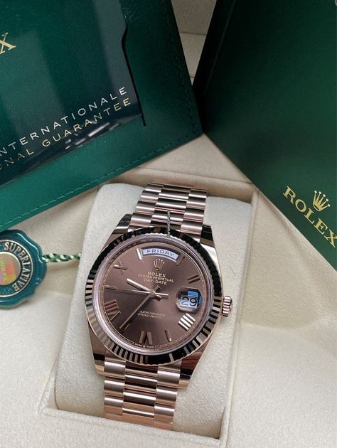 Rolex Datejust Chocolate Dial, Rose Gold Rolex Men, Rolex Rose Gold, Trendy Watches, Rolex Watches For Men, Gold Luxury, Gold Watch Men, Best Watches For Men, Luxury Timepieces