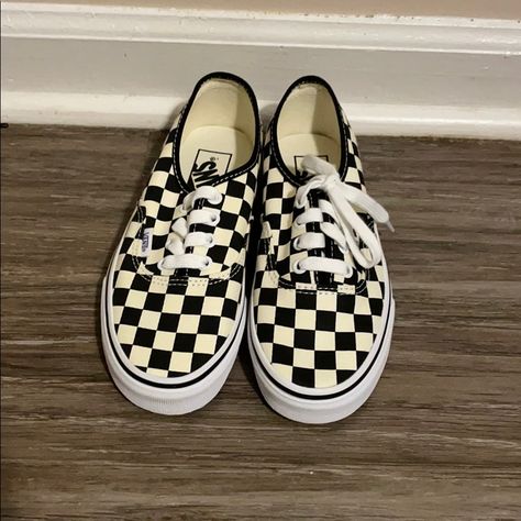 Never Worn, Removed Tags After Realizing Wrong Size For Me Black And White Checkered, Lace Up Original Vans Lace Vans, Vans Checkered, Van Color, Checkered Vans, Womens Vans, Vans Shoes, Womens Shoes Sneakers, Me Too Shoes, Black Red