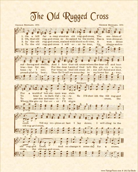 The Old Rugged Cross - Christian Heritage Hymn, Sheet Music, Vintage Style, Natural Parchment, Sepia Brown Ink, 8x10 art print ready to frame, Vintage Verses Vintage Hymnal Sheet Music, Hymn Sheet Music Printable, Free Printable Hymns Sheet Music Old Rugged Cross, The Old Rugged Cross Sheet Music, Old Hymns Sheet Music, Old Rugged Cross Sheet Music Printable, Printable Hymns Free, Free Printable Hymns Sheet Music, Hymns Lyrics Art