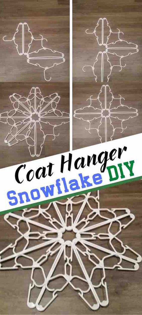 Coat Hanger Christmas Snowflake — CraftBits.com Coat Hanger Snowflake, Diy Snowflake Decorations, Hanger Snowflake, Make A Snowflake, Snowflake Diy, Diy Christmas Snowflakes, Snowflake Wall, How To Make Snowflakes, Outside Christmas Decorations