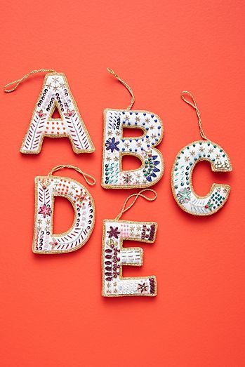 Silver Christmas Decorations, Letter Ornaments, Unique Christmas Ornaments, Floral Monogram, Christmas Lettering, Silver Christmas, Monogram Letters, Unique Christmas, Holiday Ornaments