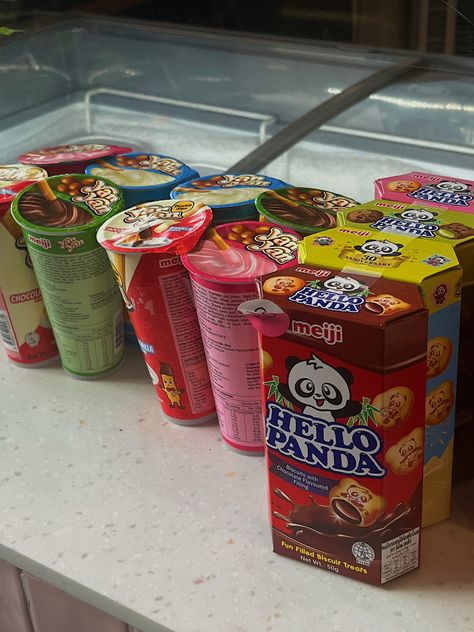 Hello Panda Aesthetic, Asian Snacks Aesthetic, Biscuits Aesthetic, Aesthetic Bubble Tea, Bubble Tea Store, Asian Store, Hello Panda, Recipe Aesthetic, Happy Panda