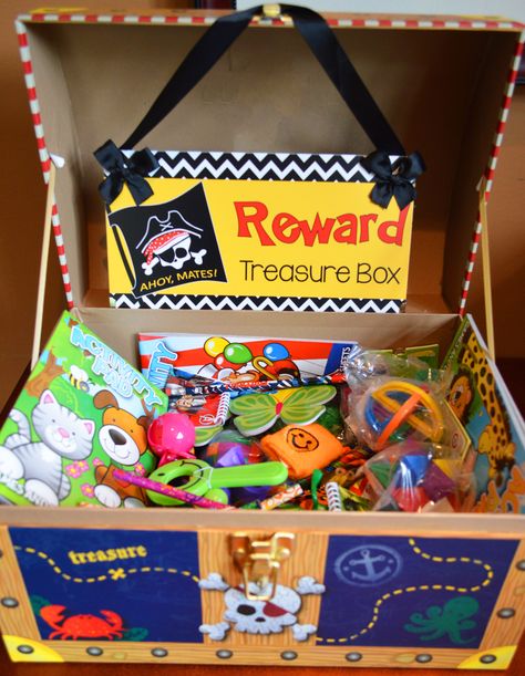 Classroom Reward Treasure Box! Preschool Prize Ideas, Kindergarten Treasure Box Ideas, School Prize Box Ideas, Reward Box Classroom, Diy Treasure Chest For Classroom, Treasure Chest Ideas For Classroom, Treasure Chest Reward System, Treasure Box Ideas Reward System At Home, Treasure Box For Classroom