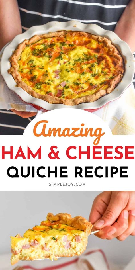 Ham Quiche, Cheese Quiche Recipe, Eggs Spinach, Ham And Cheese Quiche, Easy Quiche, Breakfast Quiche Recipes, Quiche Recipes Easy, Easy Ham, Spinach Quiche