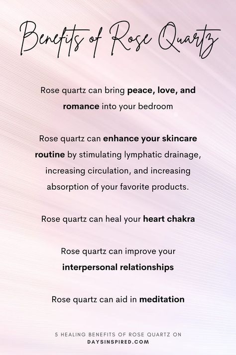 Whether you’re a crystal aficionado or a total beginner, you’re probably able to recognize a rose quartz crystal. The meaning of rose quartz is known as the crystal of love and compassion, and is said to have benefits for skincare, relationships, and more. Not only is rose quartz aesthetic, it can also help your skincare routine and even relationships. Check out these 5 amazing benefits of rose quartz to learn more! Rose Quartz Aesthetic, Benefits Of Rose Quartz, Quartz Aesthetic, Crystal Grimoire, Goddess Circle, Rose Quartz Benefits, Stone Meanings, Rose Quartz Meaning, Rose Aura Quartz