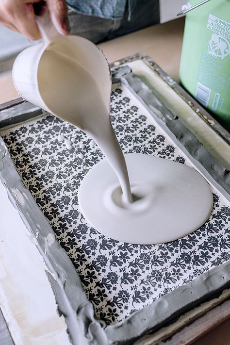 Applying Pattern to Tiles Using Plaster Transfer How To Make Tiles, Pottery Making Illustrated, Ceramic Wall Art Tiles, Ceramic Supplies, Diy Plaster, Ceramic Glaze Recipes, Tile Crafts, Handmade Ceramic Tiles, Pottery Handbuilding