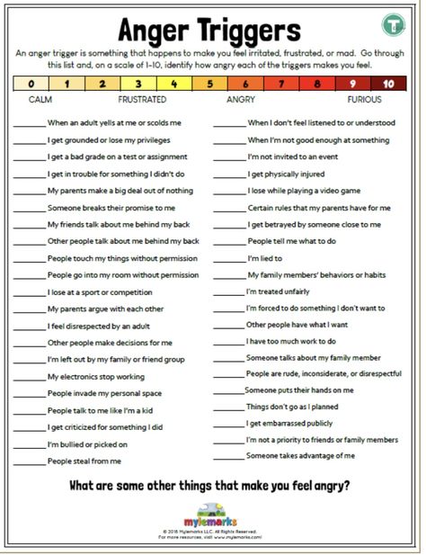 Anger Triggers Worksheet, Triggers Worksheet, Teen Therapy Activities, Anger Triggers, Therapeutic Worksheets, Anger Worksheets, Adolescent Therapy, Group Therapy Activities, Anger Management Activities