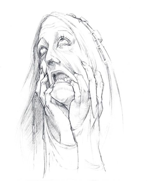 Expression sketch by Jessica R. Van Hulle. www.theladyjessica.com. #agony #agonized #tormented #pencilsketch #expressions  #portraitsketch #graphite #portrait #illustration #scifiart #fantasyart #the_lady_jessica #JessicaVanHulle #jessicarvanhulle Unconscious Drawing Reference, Agony Face Expression, Narcissistic Drawing, Drawing Angry Expression, Mischevious Face Drawing, Agony Illustration, Face Punch Drawing Reference, Evil Expression Reference, Devastated Expression Drawing