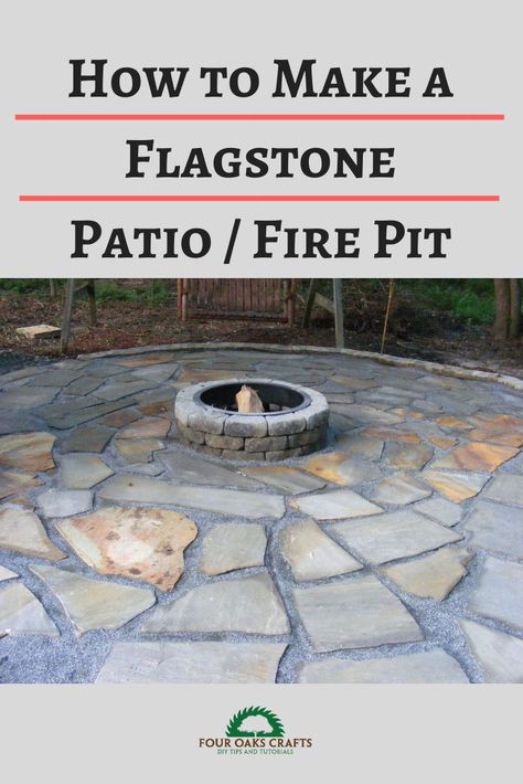 Diy Stone Patio, Flagstone Patio Design, Outdoor Fire Pit Ideas, Fire Pit Plans, Make A Fire Pit, Fire Pit Ideas, Outdoor Fire Pit Designs, Fire Pit Landscaping, Stone Fire Pit