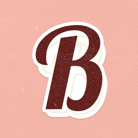 Letter B font printable a to z lettering alphabet psd | free image by rawpixel.com / jingpixar Huruf Aesthetic A-z, Abjad Lettering A-z, Pola Skirt, R Wallpaper Letter Aesthetic, Letter K Font, 70s Lettering, Cursive Fonts Handwritten, B Alphabet, 70s Font