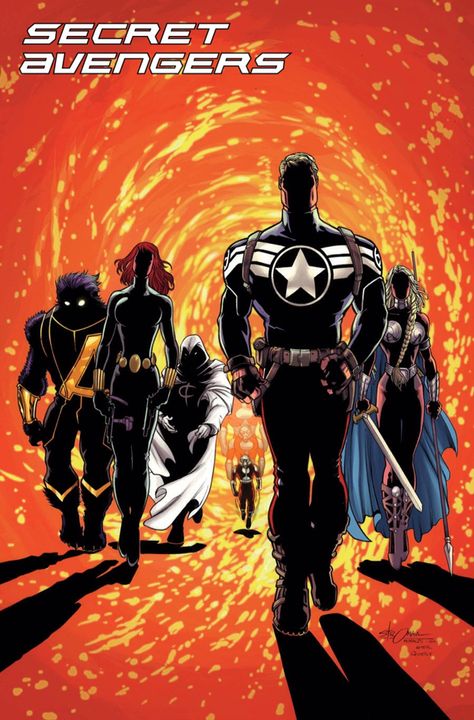 Secret Avengers - Beast, Black Widow, Moon Knight,Ant-Man, Commander Steve Rogers (Captain America) and Valkyrie (Marvel) Secret Avengers, Marvel Comics Superheroes, Black Widow Marvel, Uncanny X-men, Marvel Comic Books, Dark Horse Comics, Silver Surfer, Image Comics, Moon Knight