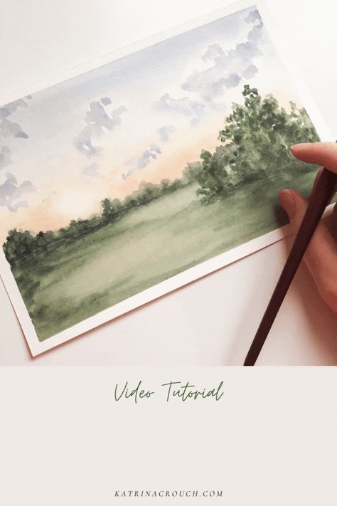 I’m so excited to show you how I painted this watercolor sunset! I finally discovered the trick to watercolor sunsets without looking super fake and weird. Follow the video tutorial to learn how to paint your own landscape and sunset in watercolor #beginnerwatercolor #watercolorlandscape Watercolor Landscapes Tutorials, Learn To Watercolor, Watercolor Field Of Flowers Tutorial, Redo Sunroom, How To Watercolor Landscapes, Watercolor Sunrise Tutorial, How To Paint Watercolor Landscapes, Watercolor Landscape For Beginners, Free Watercolor Tutorials