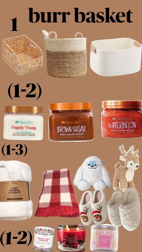 burr basket #winter #brown Mens Burr Basket, Burr Basket Ideas For Mom, Berr Basket Ideas, Friend Christmas Gift Ideas Diy, Brrrr Basket Ideas, Burr Basket For Mom, Brown Gift Basket Ideas, Christmas Eve Box Ideas Teenagers, Brr Basket Ideas