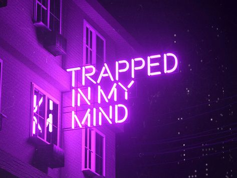 Trapped In My Mind by Nick Kempton Neon Rouge, Purple Girl, Violet Aesthetic, Neon Quotes, Random Aesthetics, Purple Vibe, New Retro Wave, Dark Purple Aesthetic, Tapeta Galaxie