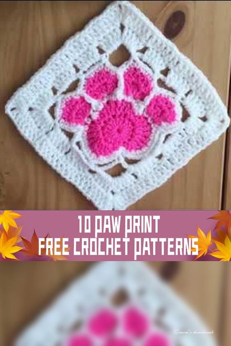 10 Paw Print Crochet Patterns - FREE - iGOODideas.com Cat Paw Granny Square, Paw Print Granny Square Crochet Pattern Free, Paw Crochet Pattern Free, Paw Print Crochet Pattern Free, Crochet Paw Print Pattern Free, Paw Print Granny Square Crochet, Simple Crochet Pillow, Crochet Pillow Cover Pattern Free, Chunky Crochet Pillow