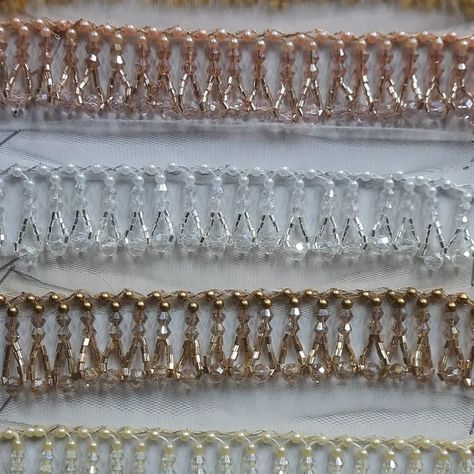 Beads Lace Border, Saree Border Designs Lace, Latkan Lace, Indian Wedding Bridesmaids, Saree Borders, African Beaded Bracelets, Couture Beading, Element Of Design, Designer Tassels