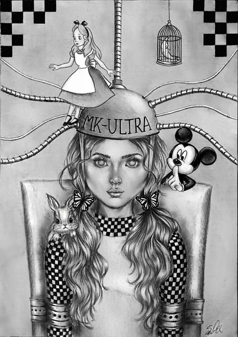 Mk ultra mind control brainwash monarch programming illuminatti disney  #mkultra alice in wonderland sketch drawing illustration e.l.ena.s mickey mouse MK ULTRA The Matrix Is Real, Mk Ultra, Jiddu Krishnamurti, Follow The White Rabbit, Free Your Mind, Mind Control, Spiritual Artwork, Mel Gibson, Chester Bennington